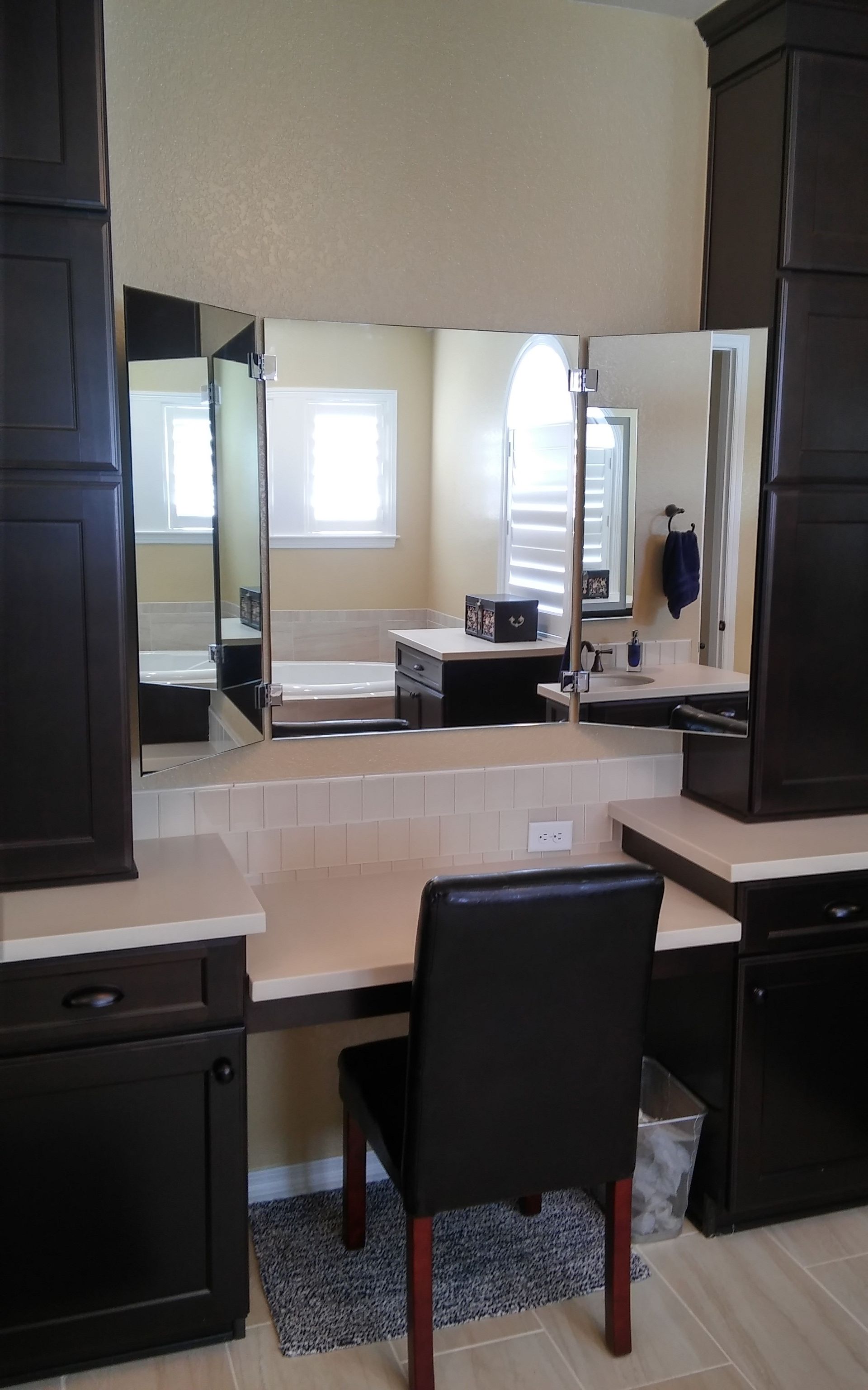 Custom barn door mirrors with vanity