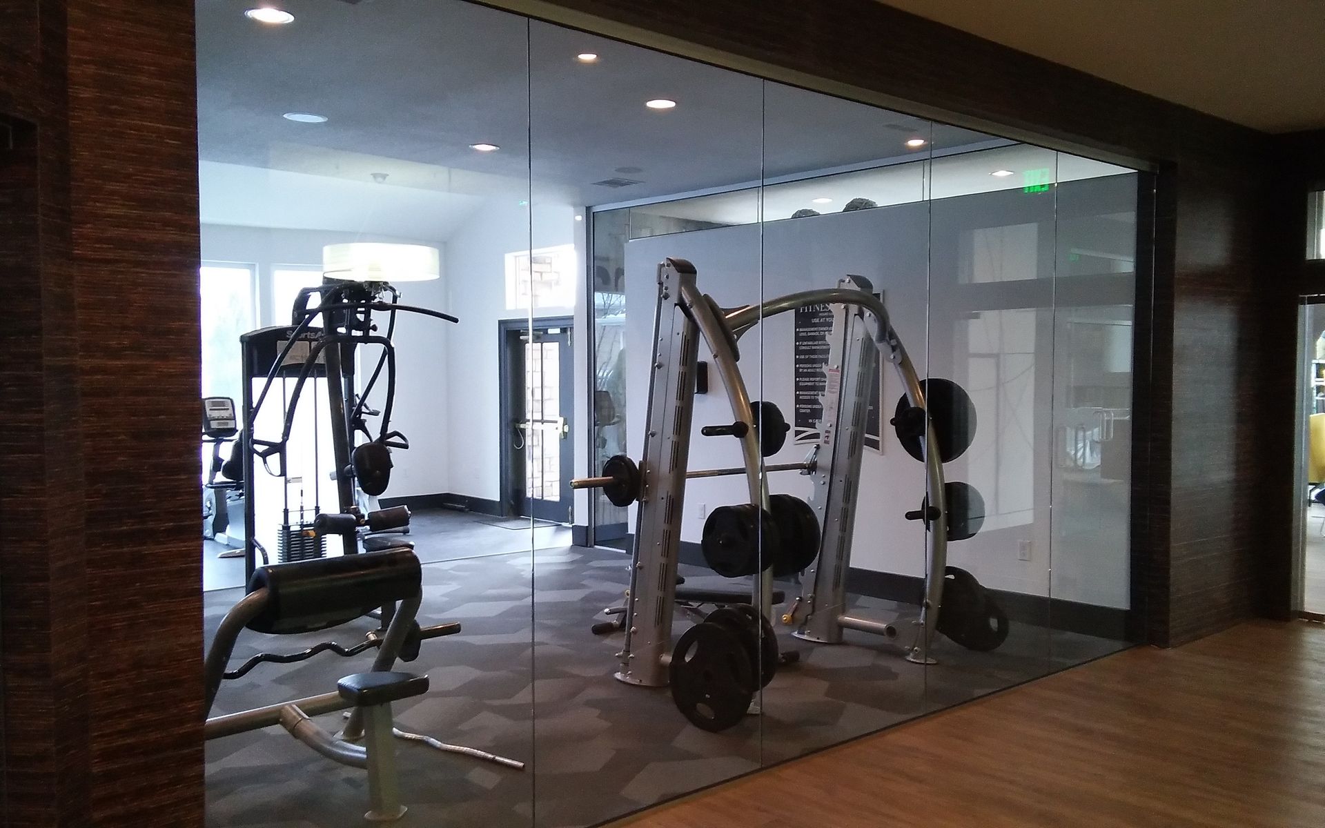 Commercial glass partition for gym