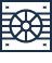 Blue ship wheel icon inside a bordered square, with radial spokes and an anchor-like center.