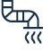 Black line icon of a wound with bandage and heat/itch marks underneath