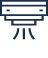 White projector icon with a screen and beam of light