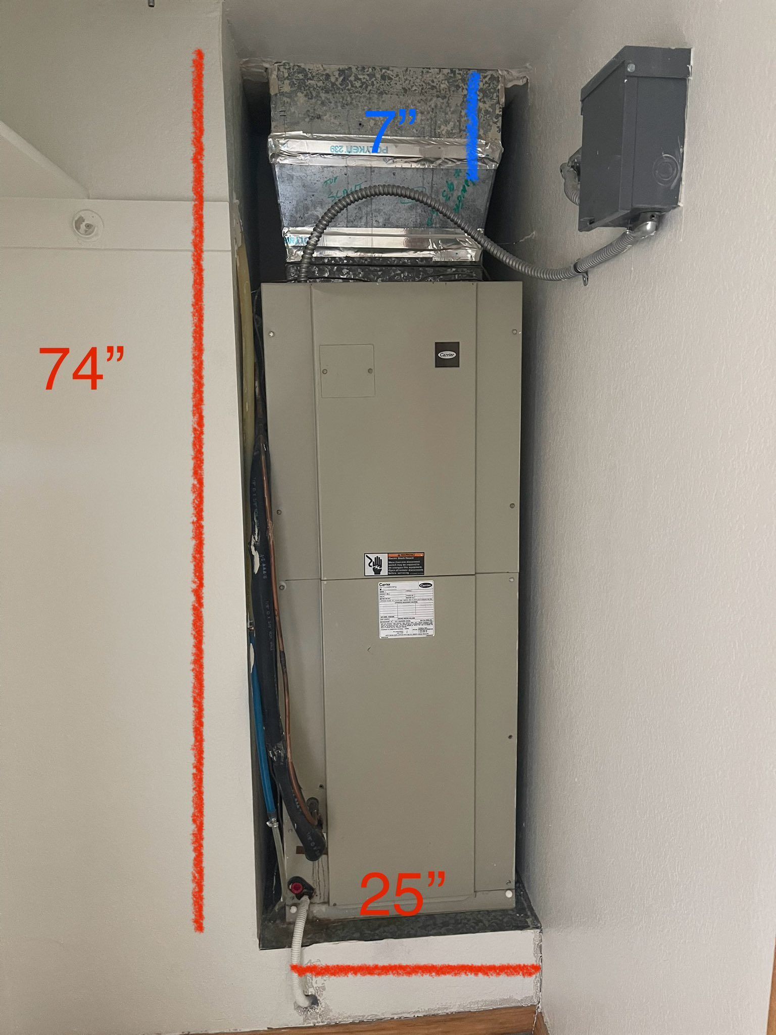 old Furnace getting measured before being replaced