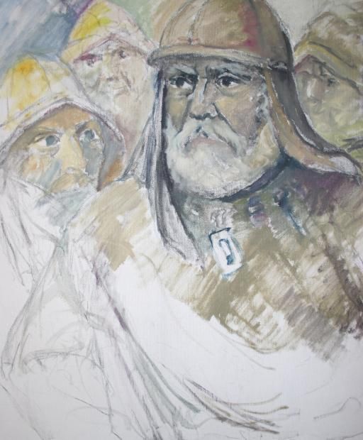 Mynd af sjómanni eftir  Eggert Guðmundsson (1906-1983) af sýningunni Bíósalur í Listasafni Reykjanes