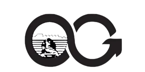 A black and white logo for a company called og