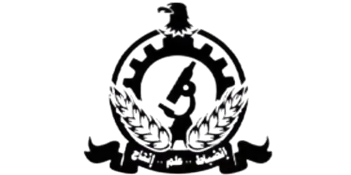 A black and white logo with an eagle on top of it