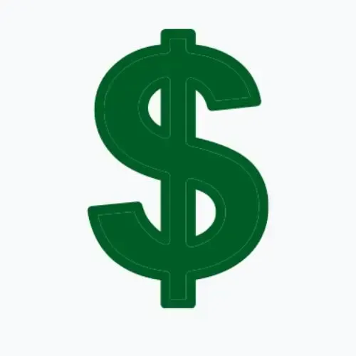 A green dollar sign on a white background