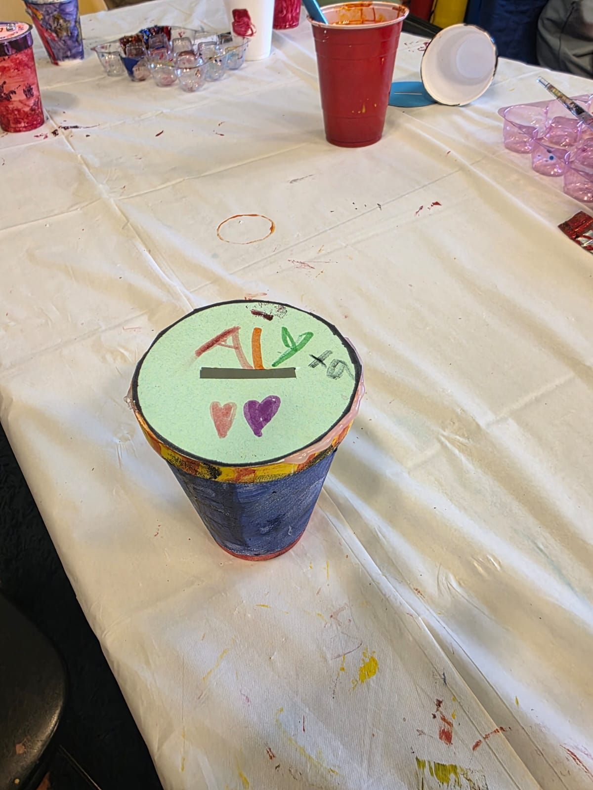 Hand-painted flower pot with