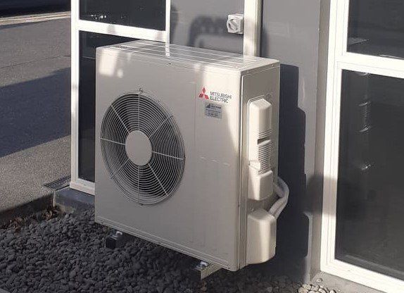 Mitsubishi Electric outdoor heat pump installed.