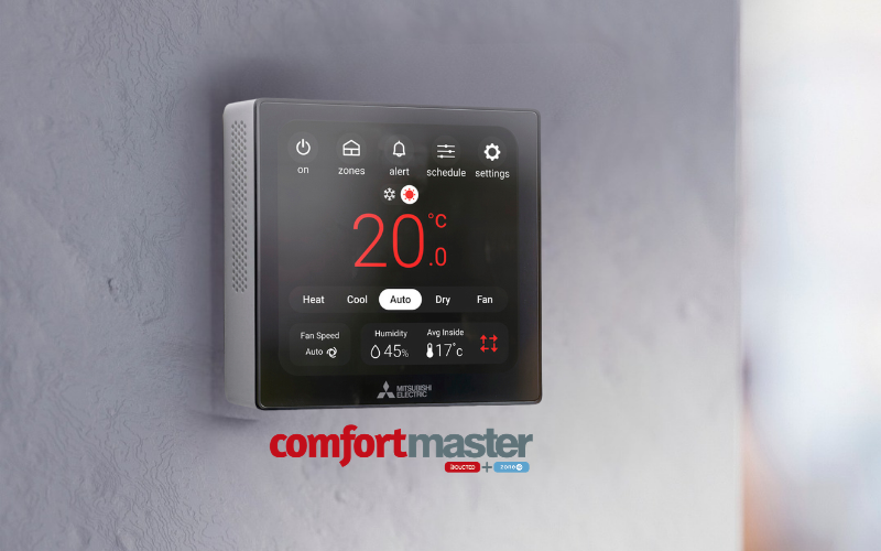 ComfortMaster - Ducted + ZoneIQ. Mitsubishi Electric wall controller with temperature.