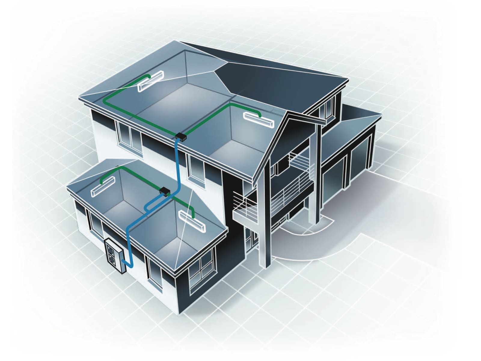 Daikin multi heat pump system in house