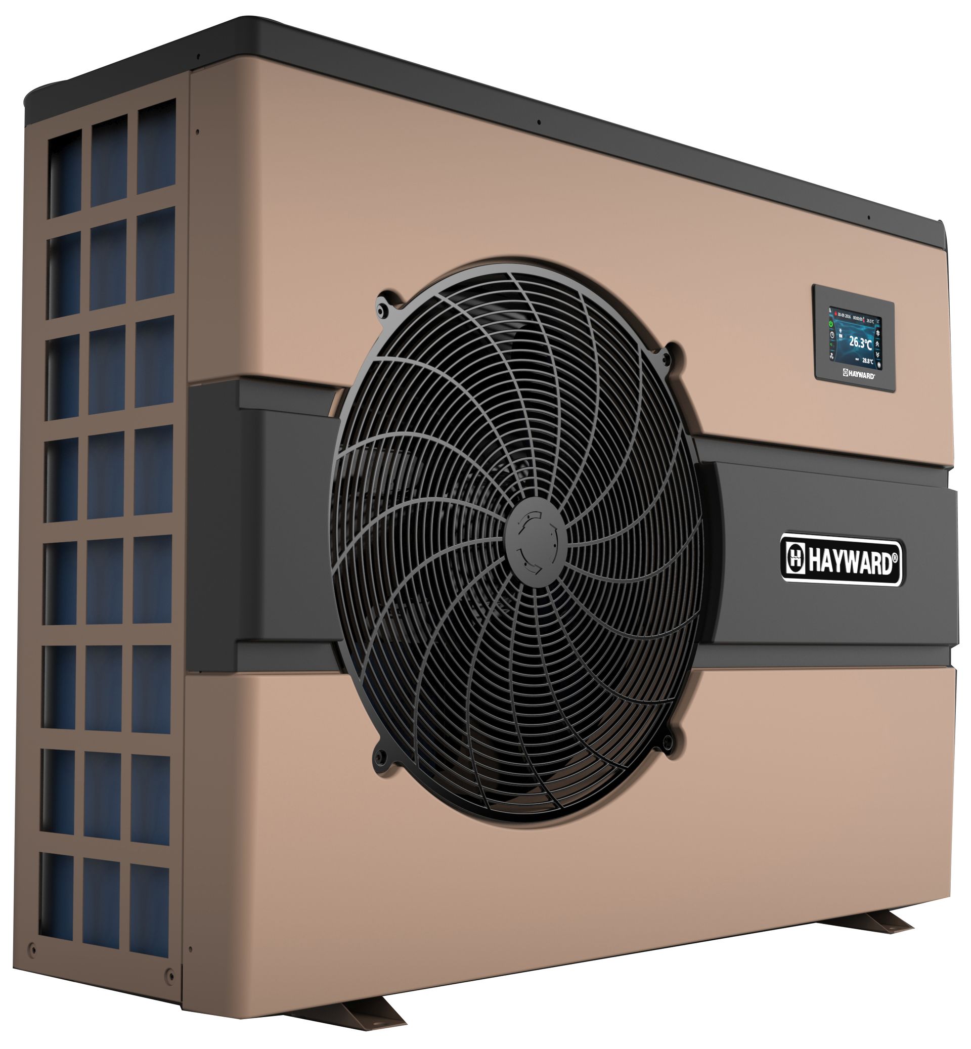 Hayward swimming pool heat pump on feet.