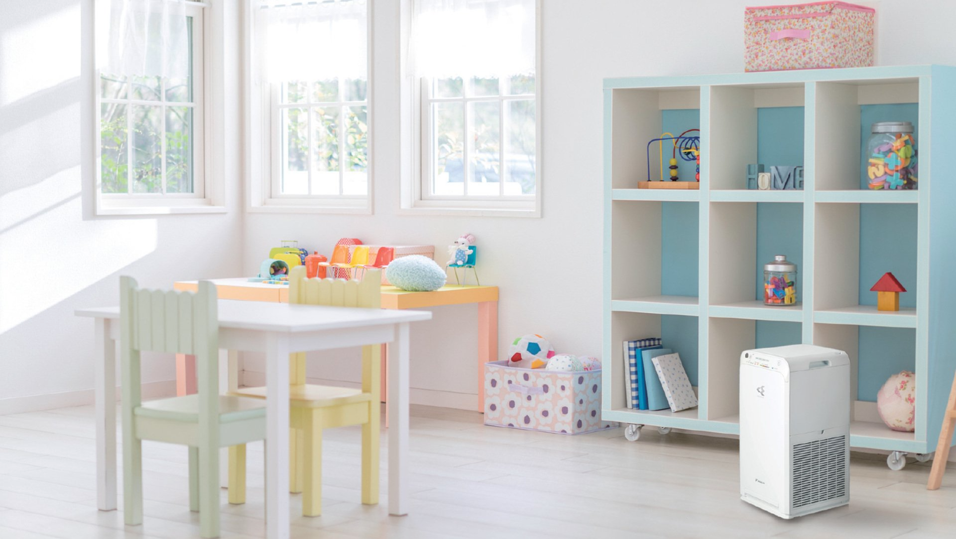 Daikin air purifier in children's play room.