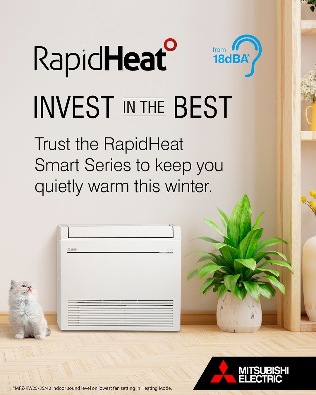 Mitsubishi Electric Rapid Heat Floor Console Heat Pump. Invest in the Best.