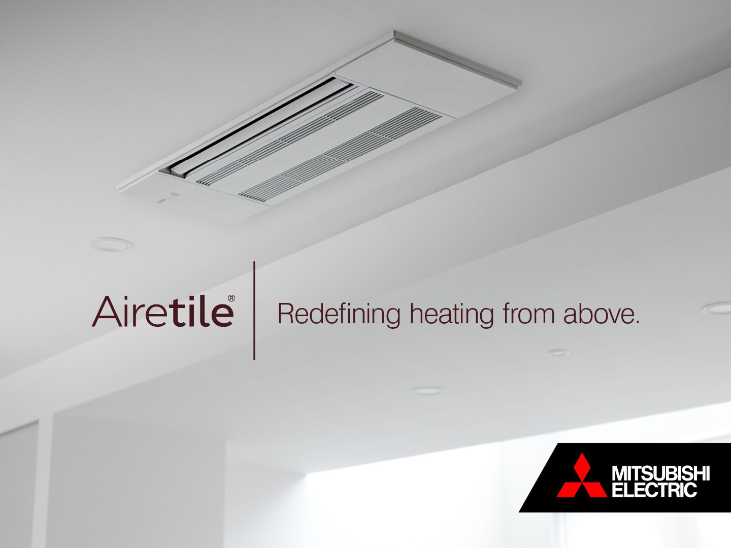 Mitsubishi Electric Airetile heat pump cassette in ceiling
