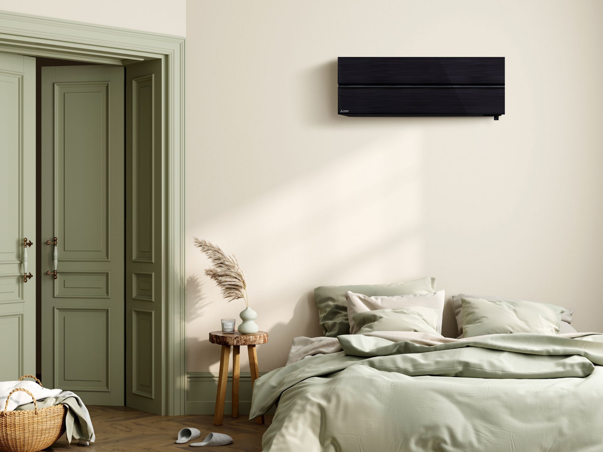 Mitsubishi Electric LN Series Heat Pump Black in Bedroom