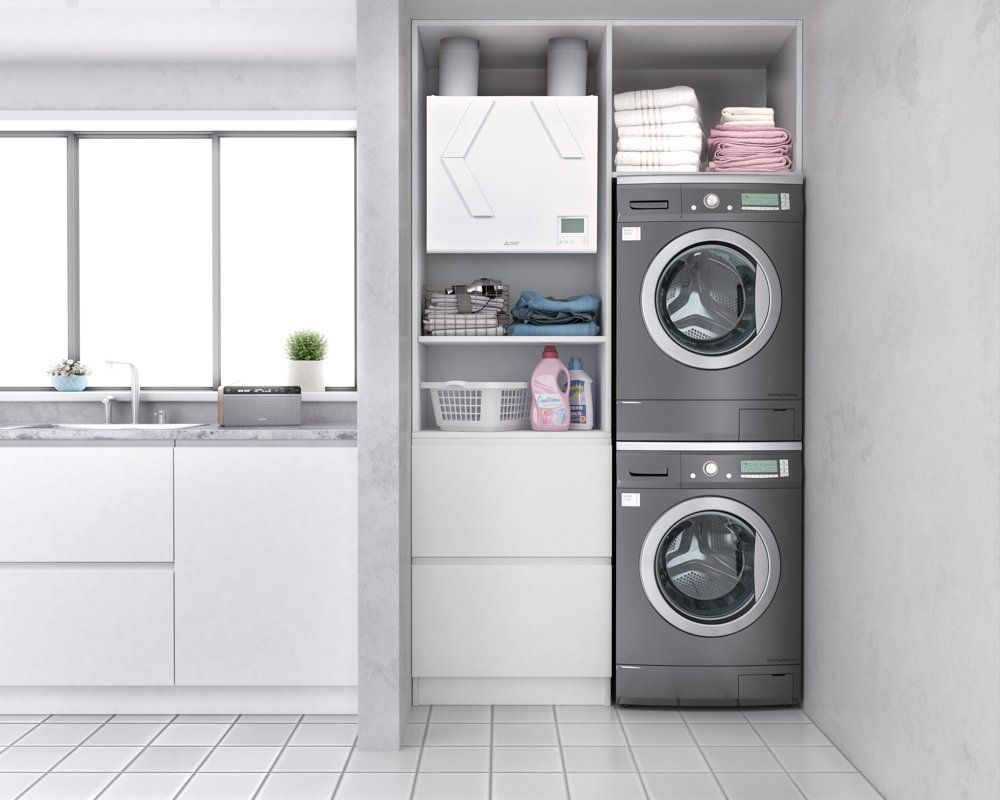 Mitsubishi Electric Lossnay system installed in a laundry.