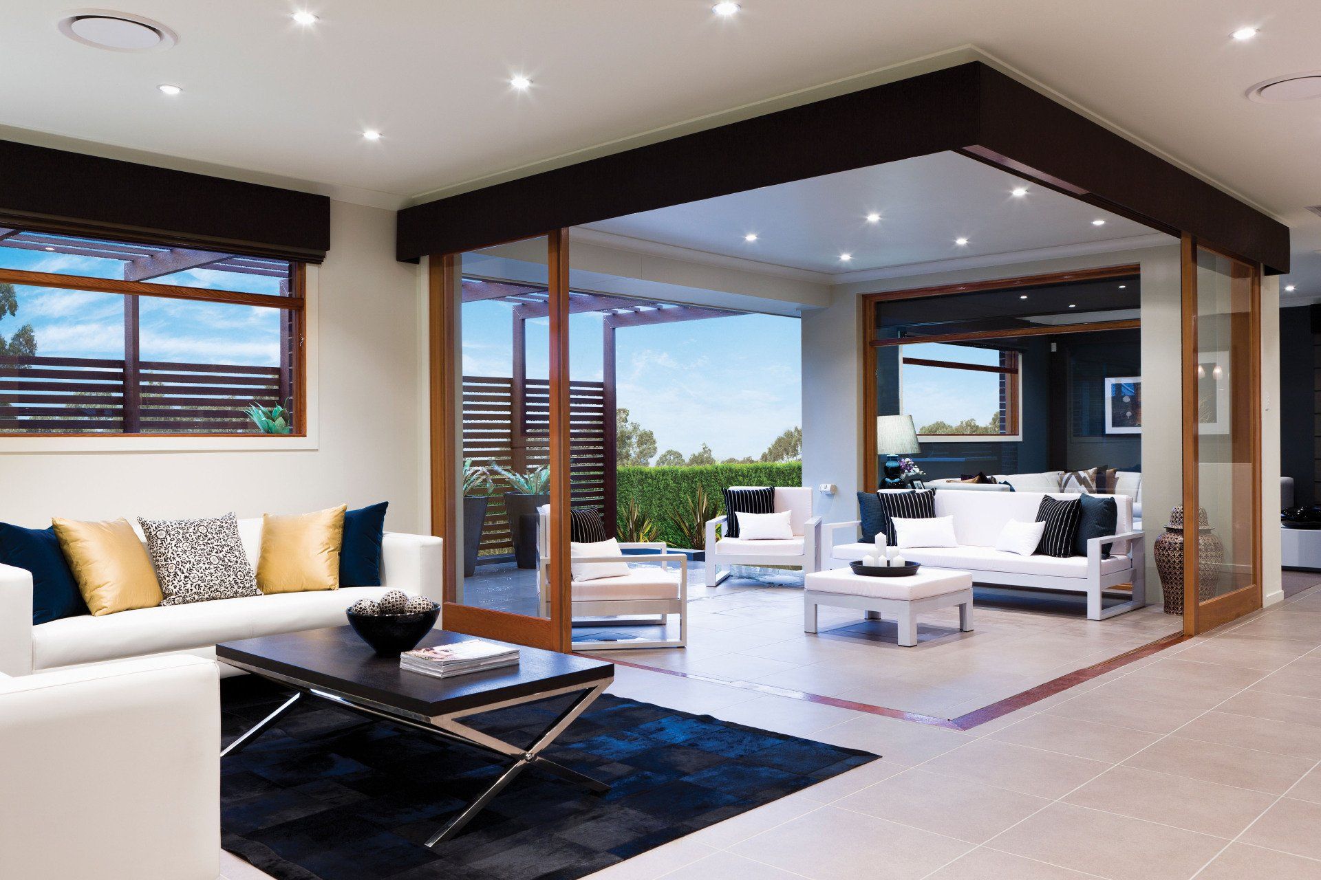 Luxury living room with ducted heat pump