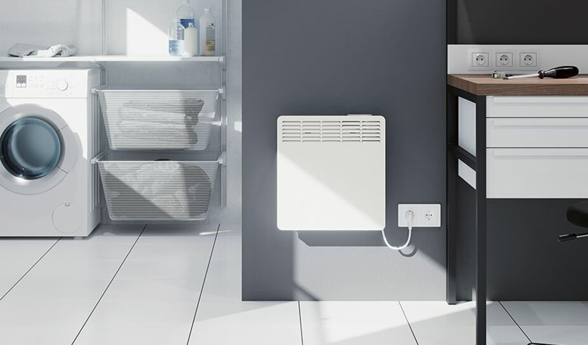 Stiebel Eltron panel heater installed in laundry