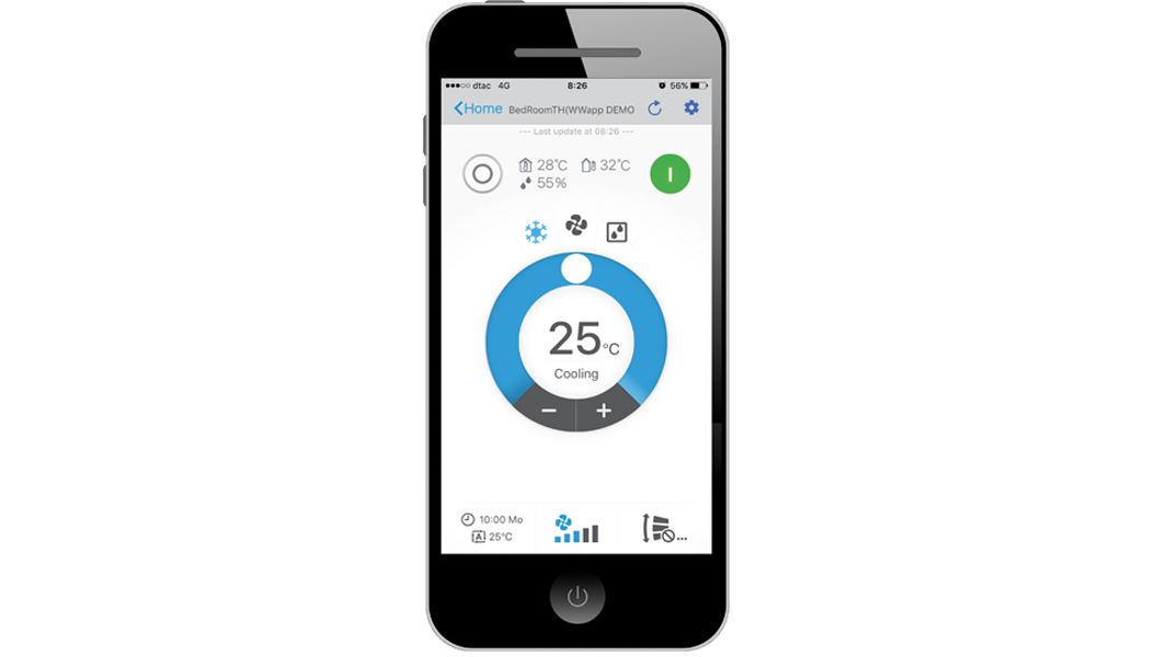 heat pump wifi control on mobile phone