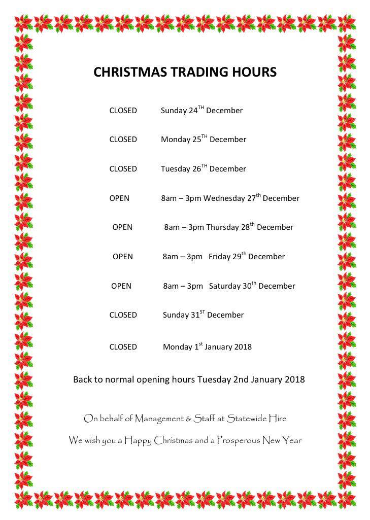 Christmas Trading Hours