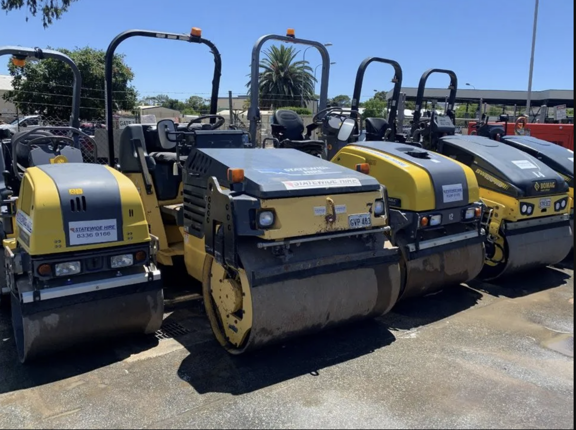 Compaction roller preparing wet ground on Adelaide construction site during winter