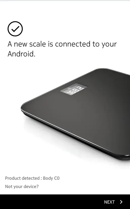 A new scale is connected to your android.