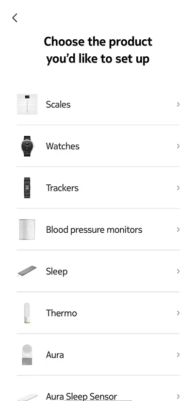 A screenshot of a choose the product you 'd like to set up page.