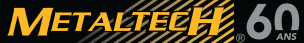 A metaltech 60 logo with a black background