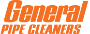 Le logo des nettoyeurs de tuyaux généraux est orange sur fond blanc.