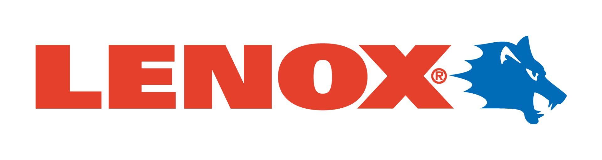 Un logo Lenox rouge et bleu sur fond blanc