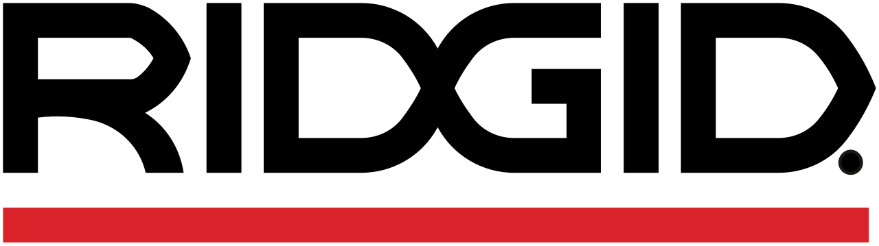Le logo de ridgid est noir et rouge sur fond blanc.
