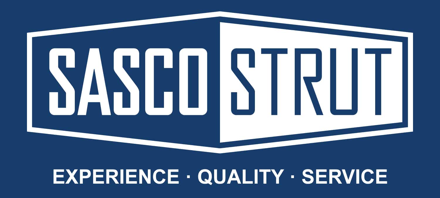 Un logo bleu et blanc pour le service de qualité de l'expérience Sasco Strut