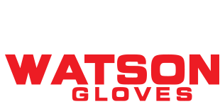 Un logo de gants Watson rouges sur fond blanc