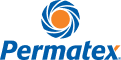 Un logo bleu et orange pour une entreprise appelée permatex.