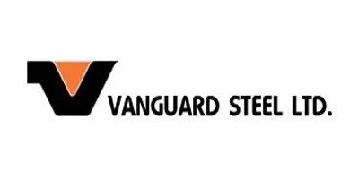 Le logo de vanguard steel ltd. est noir et orange.