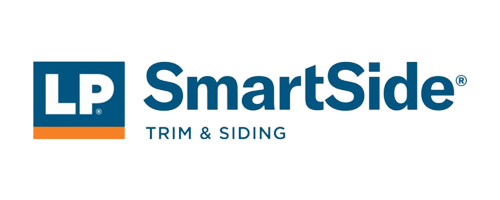 The logo for lp smartside trim and siding is blue and orange.