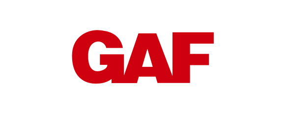 The word gaf is written in red on a white background.