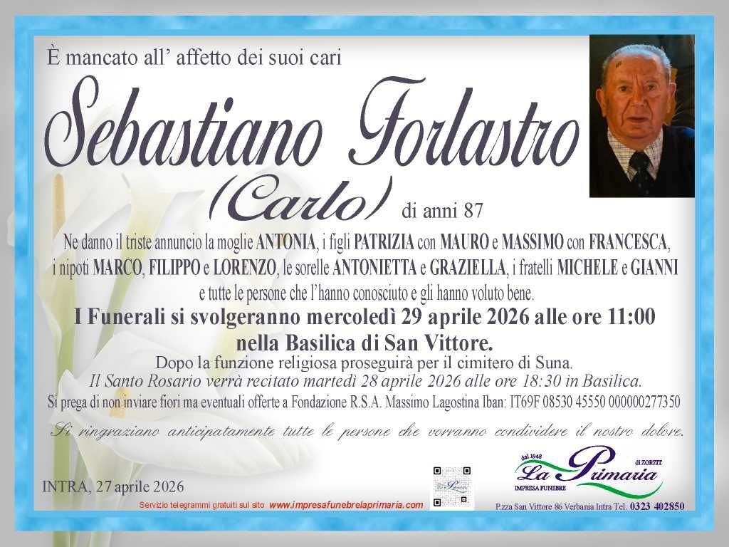 Annuncio funebre per Giuseppe Vietti, nato nel 1932