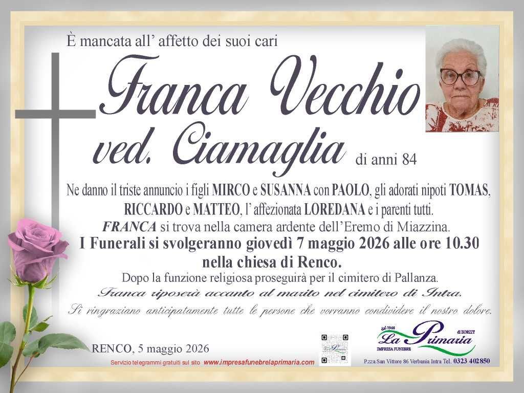 Annuncio funebre per Giuseppe Vietti, nato nel 1932