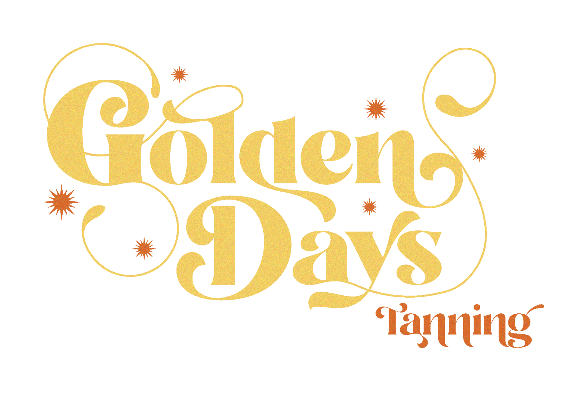 A logo for golden days tanning with a white background