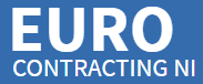 Logo for Euro Contracting NI in white text on a blue background.