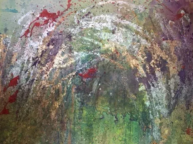 Debbie Nuttall Artist | a close up of a painting with a rainbow in the middle