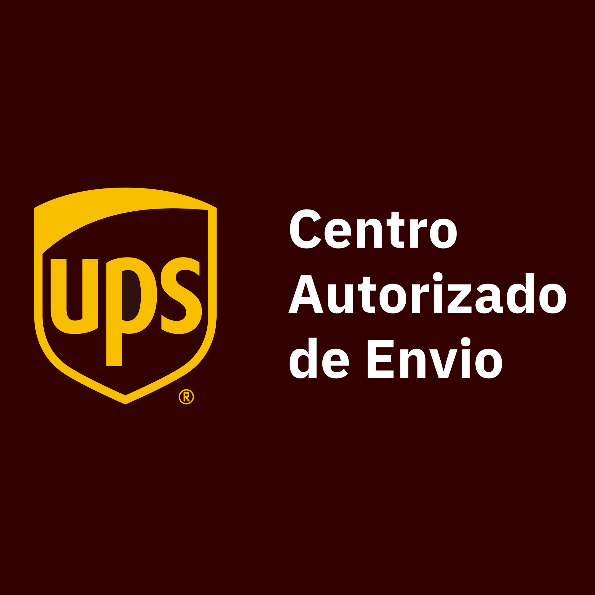 o logotipo da ups está em um fundo marrom escuro.