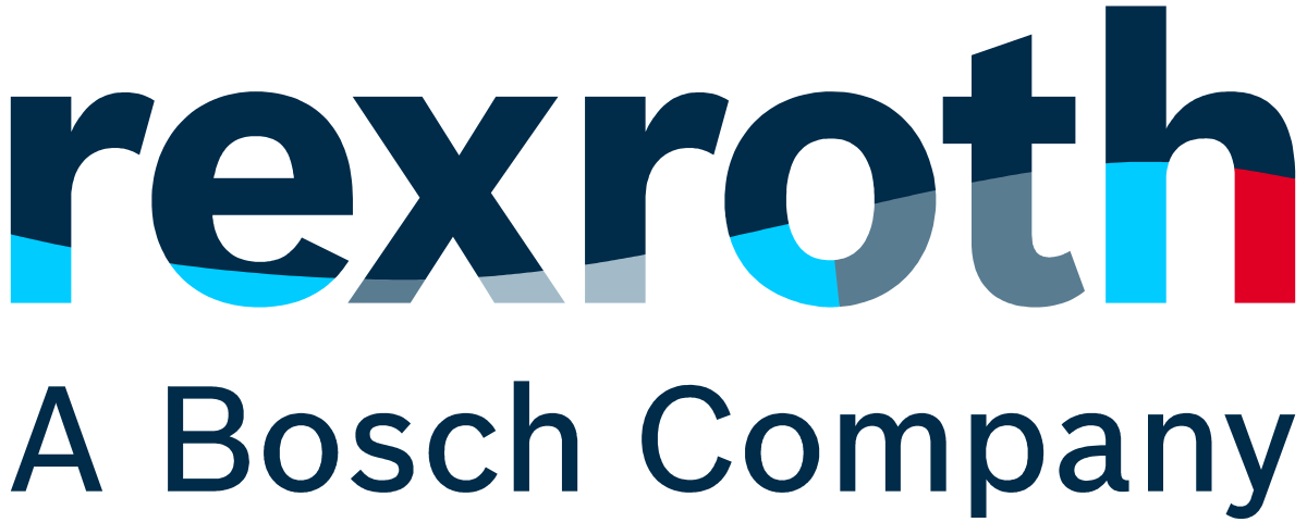 Logo Rexroth in blu e nero con la scritta