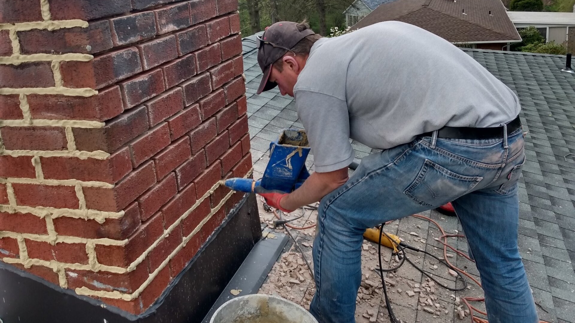 Chimney Being Repaired — Union Bridge, MD — Bob's Budget Sweep Chimney Being Repaired — Union Bridge, MD — Bob's Budget Sweep