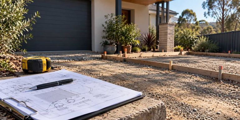 Site measure and driveway plans ready for a new concrete driveway in Kalamunda