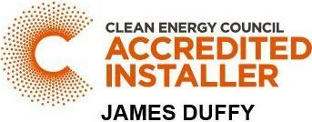 Clean Energy Council Accredited Installer logo with the name