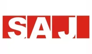 SAJ logo: White letters