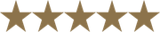 Five gold stars in a row, representing a rating or review system.