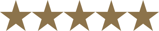 Five gold stars in a row, representing a rating or review system.